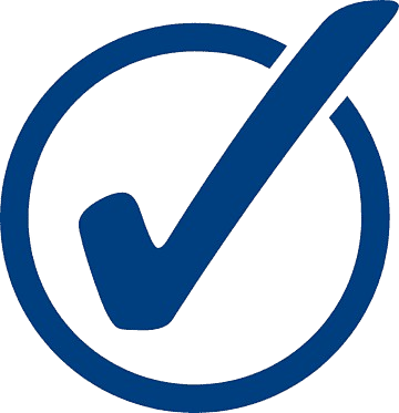 Blue checkmark inside a circle.